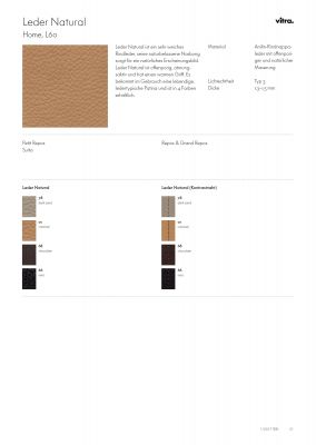 Ledermusterkarte Leder Natural Vitra